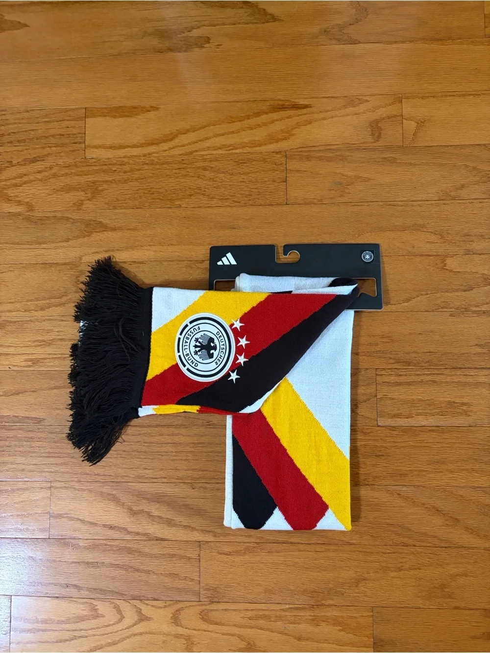 adidas Black Red Yellow White Diagonal Logo Scarf